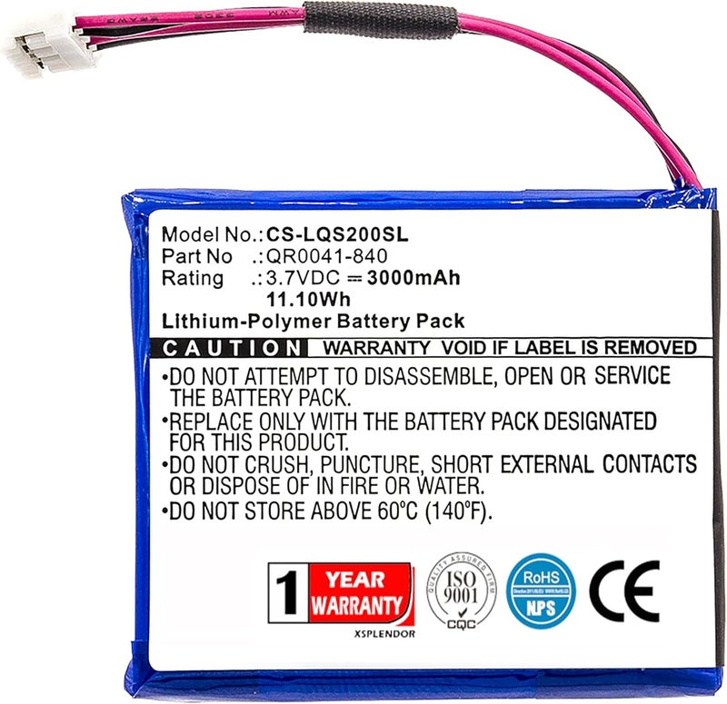 XSPLENDOR XSP 3000mAh Replacement Battery IQ Panel 2, IQ Panel 2 Plus PN SP584646-1S2P, QR0041-840 - Image 1